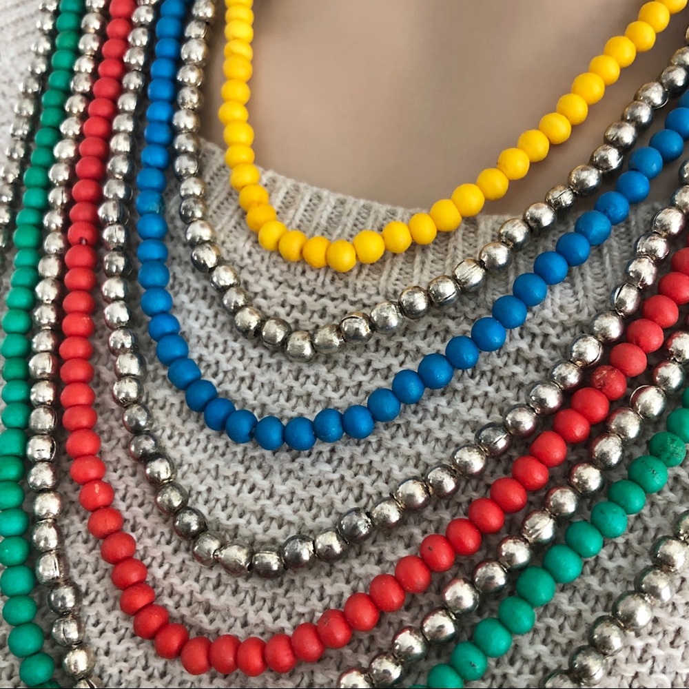 Vintage Multi-Strand Beaded Statement Necklace - image 4